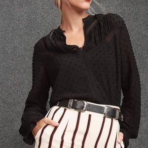 Lissette Black Swiss Dot Lace Top